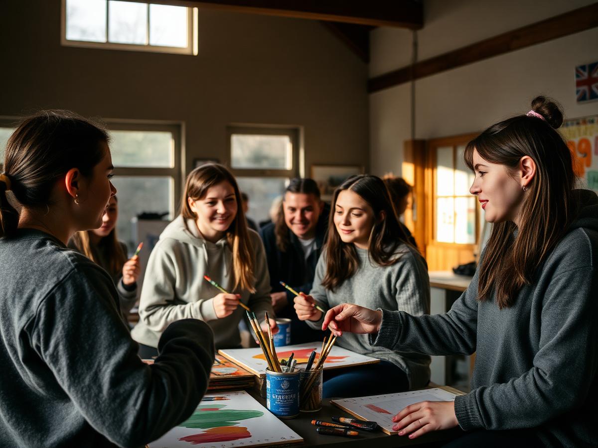 Young people taking part in a creative workshop